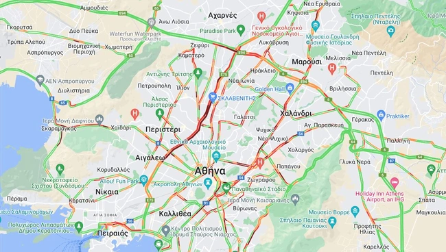 Χάρτης με την κίνηση στους δρόμους