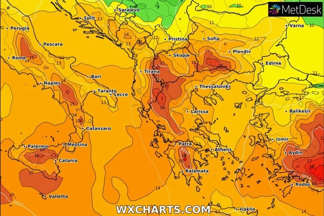 Χάρτης θερμοκρασιών