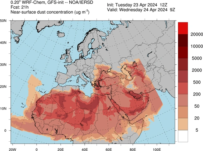 Πώς θα κινηθεί η αφρικανική σκόνη σήμερα (24/4)