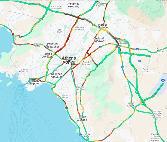 κίνηση στους δρόμους