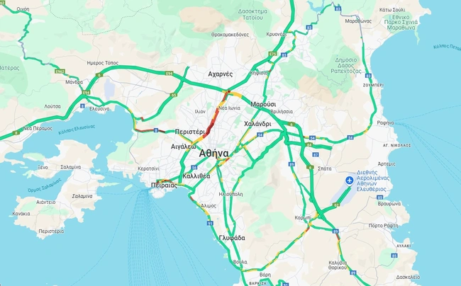 Χάρτης με την κίνηση στους δρόμους