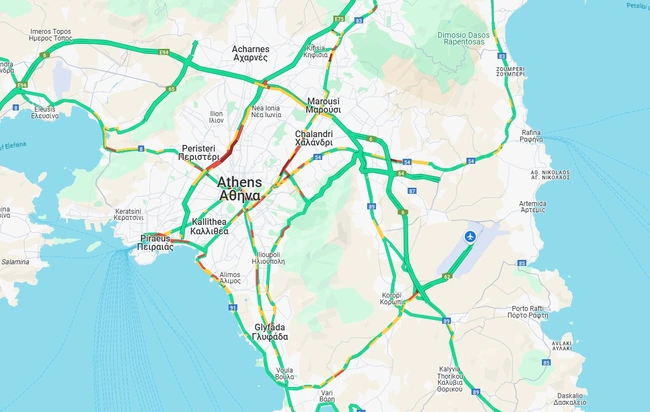 Χάρτης με την κίνηση στους δρόμους