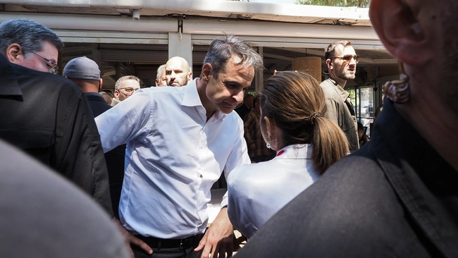 Ο Κυριάκος Μητσοτάκης στην Εύβοια
