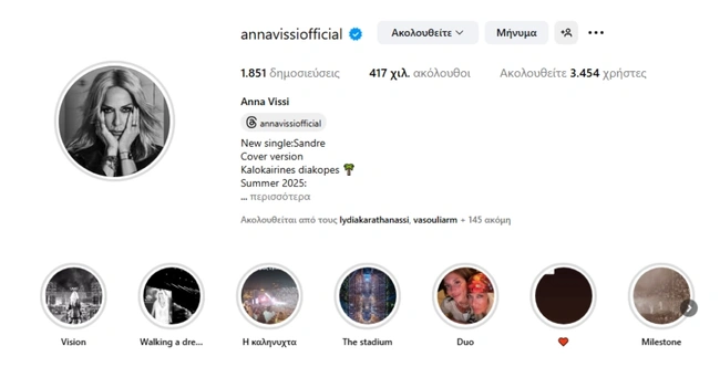 Άννα Βίσση instagram