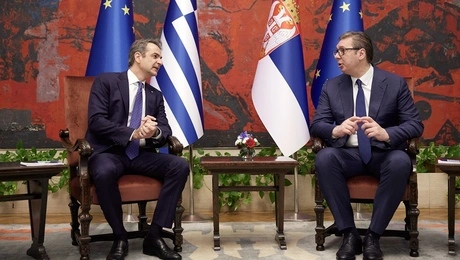 Ο Κυριάκος Μητσοτάκης και ο Αλεξάνταρ Βούτσιτς