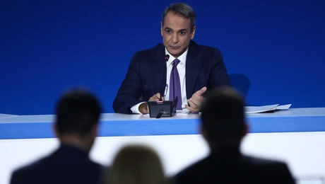 Ο Κυριάκος Μητσοτάκης στη συνέντευξη Τύπου στην 88η ΔΕΘ