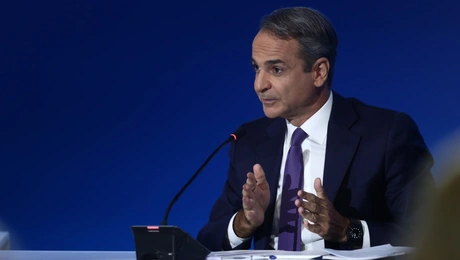 Ο Κυριάκος Μητσοτάκης στη συνέντευξη Τύπου στην 88η ΔΕΘ