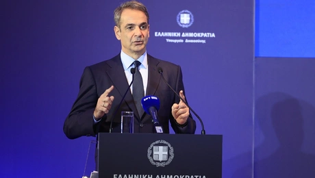 Ο Κυριάκος Μητσοτάκης σε ομιλία του