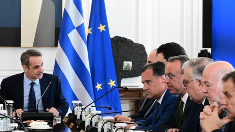 Ο Κυριάκος Μητσοτάκης στο Υπουργικό