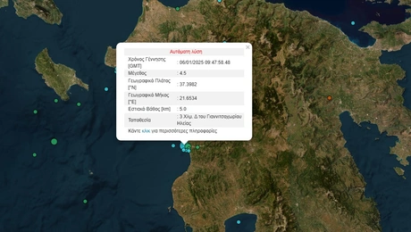 Ισχυρός σεισμός στην Ηλεία