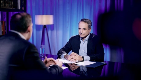Ο Κυριάκος Μητσοτάκης δίνει συνέντευξη στον Γιώργο Ευγενίδη